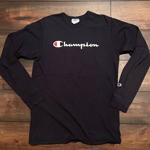 Classic Champion Long Sleeve T-Shirt Navy Size Large
